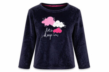 Front view of George women’s blue solid top pyjama top, size UK 12, - let's sleep in
