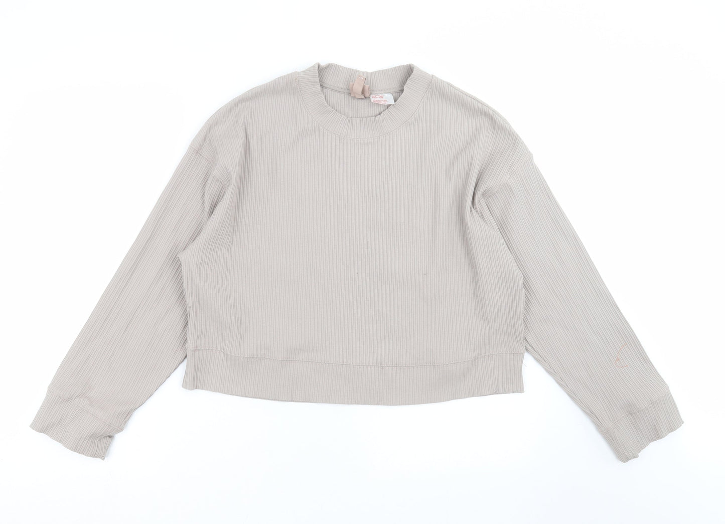 H&M Womens Grey Striped  Pullover Sweatshirt Size S  - cropped