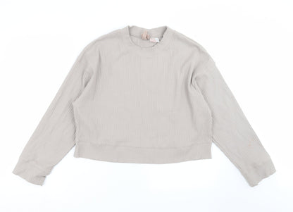 H&M Womens Grey Striped  Pullover Sweatshirt Size S  - cropped