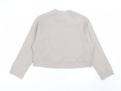 H&M Womens Grey Striped  Pullover Sweatshirt Size S  - cropped