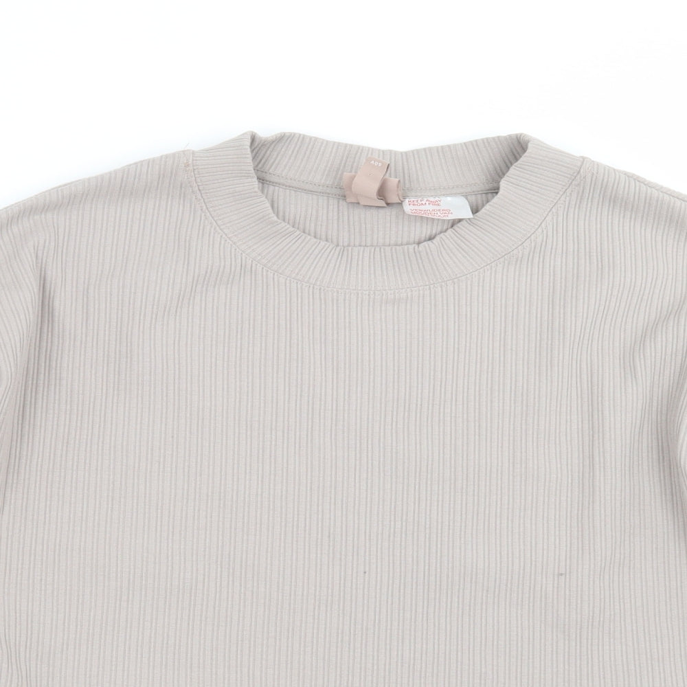 H&M Womens Grey Striped  Pullover Sweatshirt Size S  - cropped