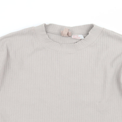 H&M Womens Grey Striped  Pullover Sweatshirt Size S  - cropped