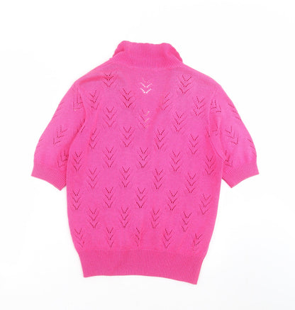 St michael  Womens Pink Geometric Knit Cardigan Jumper Size 12