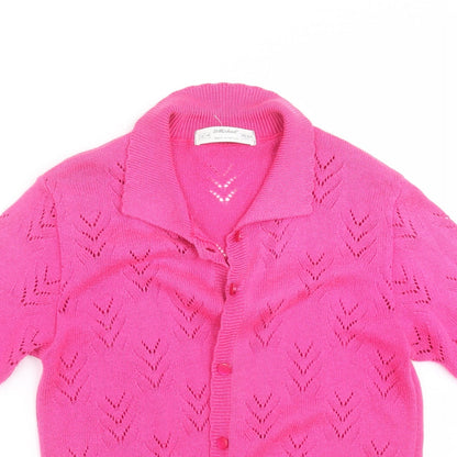 St michael  Womens Pink Geometric Knit Cardigan Jumper Size 12