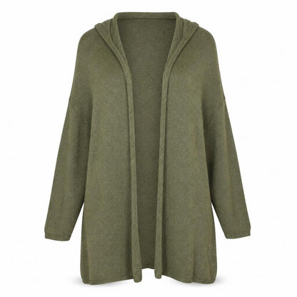 Front view of Atmosphere women’s green cardigan jumper, size XS