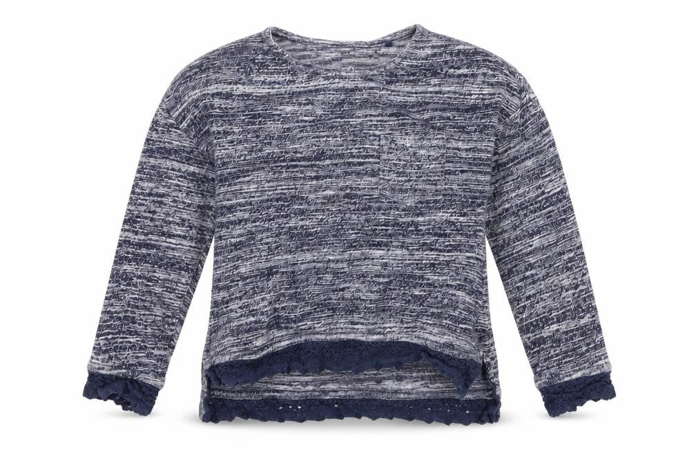Front view of Next girls’ blue jumper, size 4, years