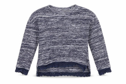 Front view of Next girls’ blue jumper, size 4, years