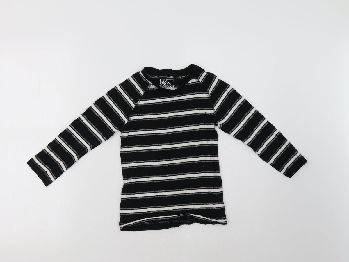 Additional front view of Matalan boys’ black striped pullover sweatshirt, size 7, years