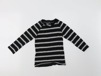 Additional front view of Matalan boys’ black striped pullover sweatshirt, size 7, years