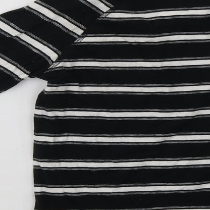 Brand and care label for Matalan boys’ black striped pullover sweatshirt, size 7, years