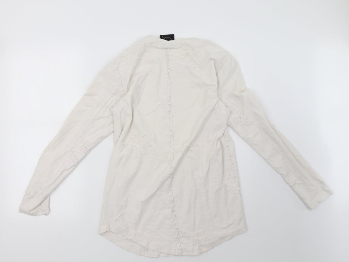 Back view of project paris women’s white rayon pullover sweatshirt, size L