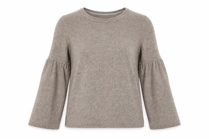 Front view of F&F women’s beige pullover sweatshirt, size UK 12