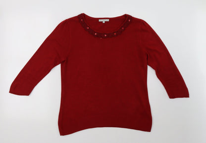Womens UK Size 14 Marks and Spencer Red Pullover Sweatshirt