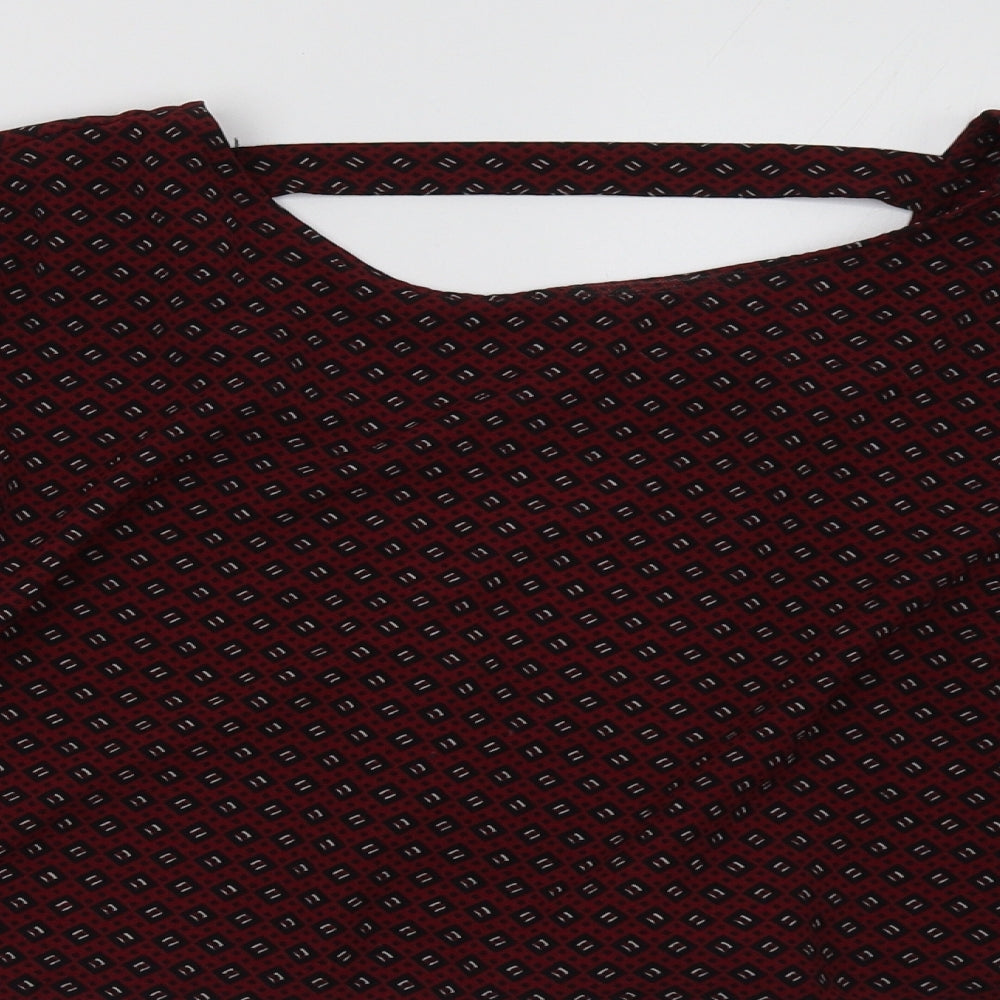 Boohoo Womens Purple Geometric  Cropped Blouse Size 14