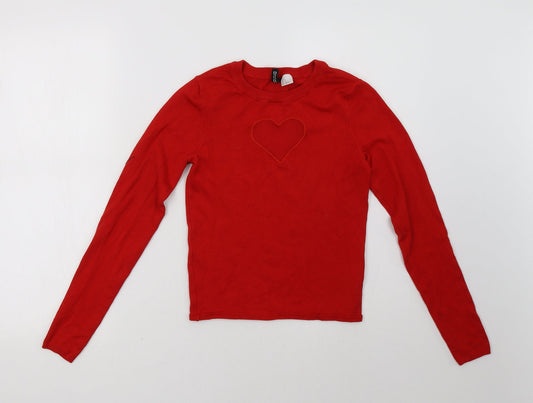 H&M Womens Red   Pullover Sweatshirt Size S