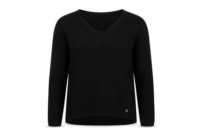 Front view of Tom Tailor women’s black pullover sweatshirt, size S