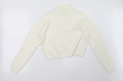 Additional front view of Matalan women’s white pullover sweatshirt, size UK 10