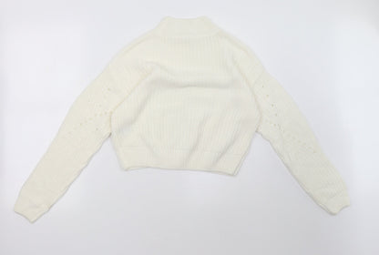 Back view of Matalan women’s white pullover sweatshirt, size UK 10