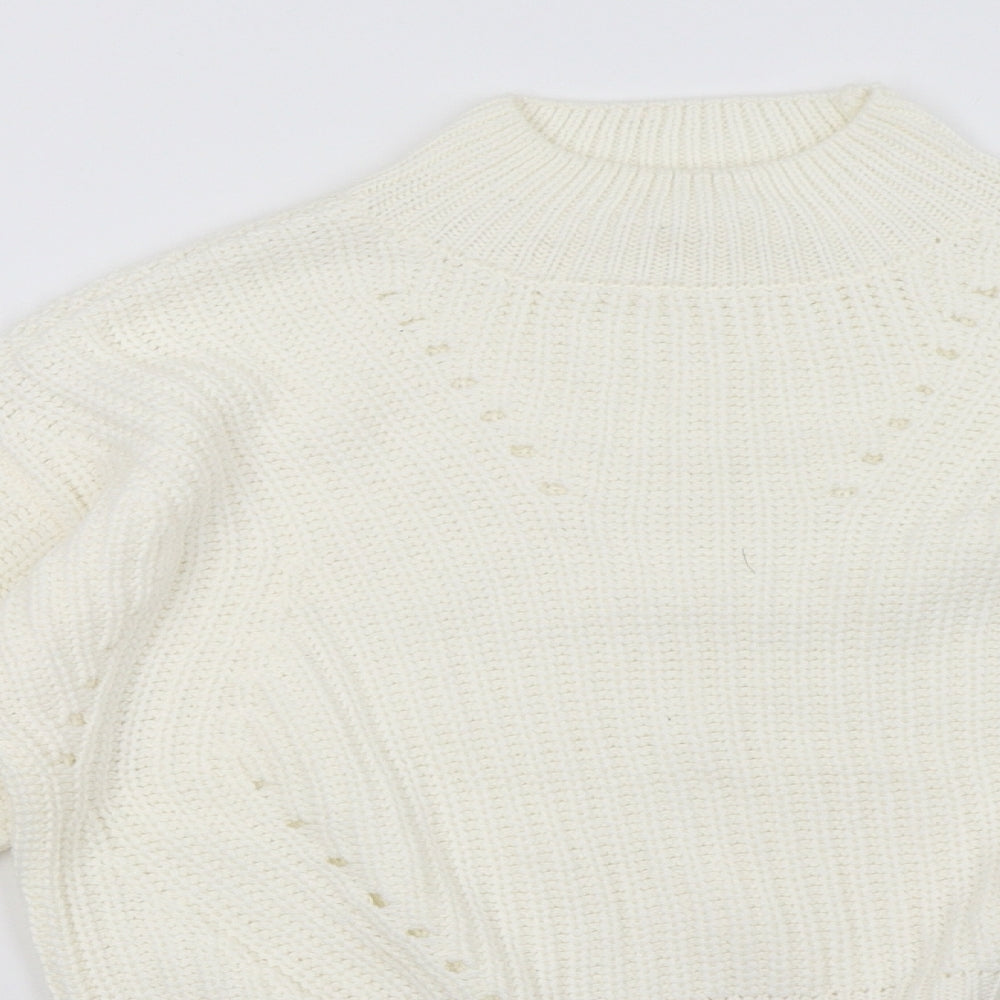 Close-up detail of Matalan women’s white pullover sweatshirt, size UK 10