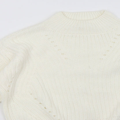 Close-up detail of Matalan women’s white pullover sweatshirt, size UK 10