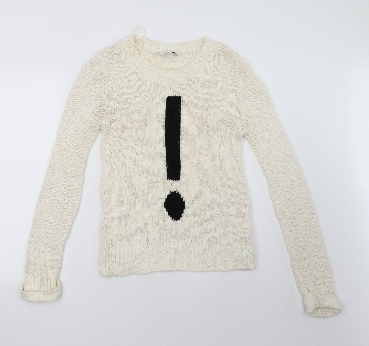 New Look Womens White   Pullover Sweatshirt Size 12