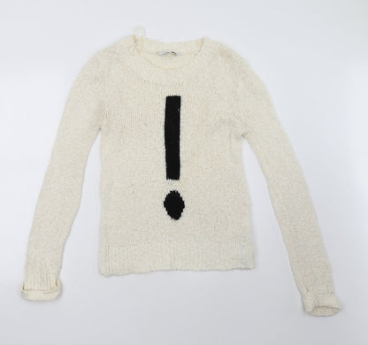 New Look Womens White   Pullover Sweatshirt Size 12
