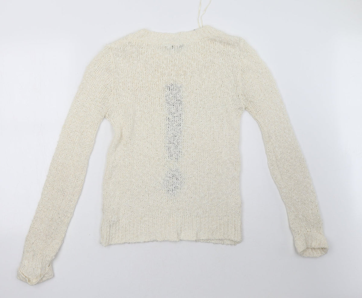 Back view of New Look women’s white pullover sweatshirt, size UK 12