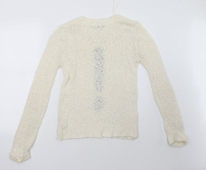 Back view of New Look women’s white pullover sweatshirt, size UK 12