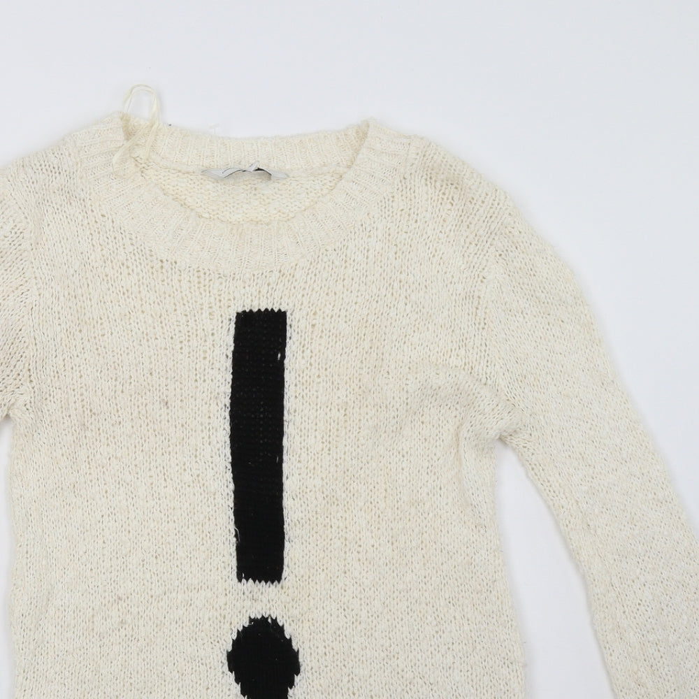 New Look Womens White   Pullover Sweatshirt Size 12