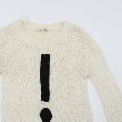 New Look Womens White   Pullover Sweatshirt Size 12