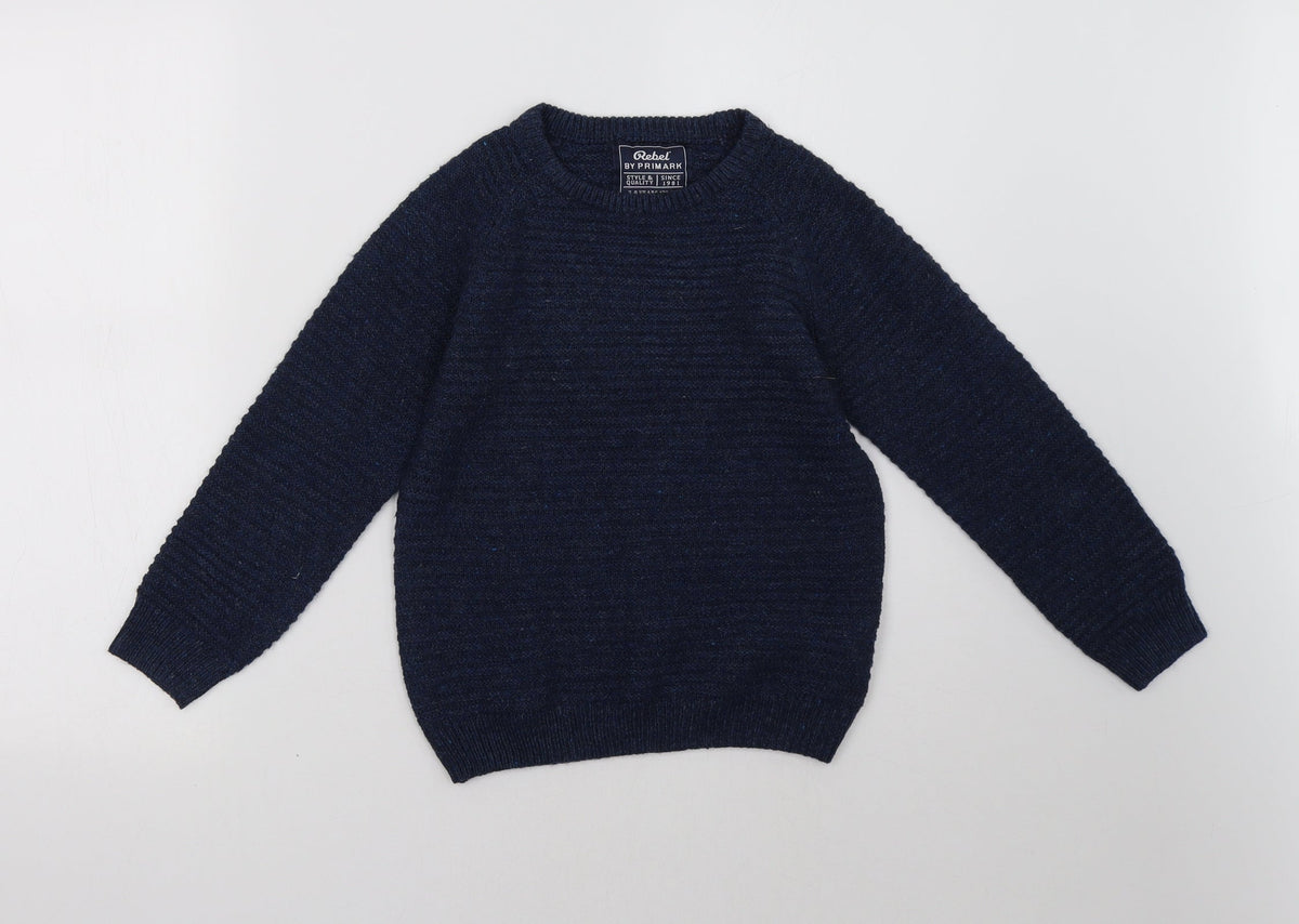 Front view of Primark boys’ blue pullover sweatshirt, size 7-8, years