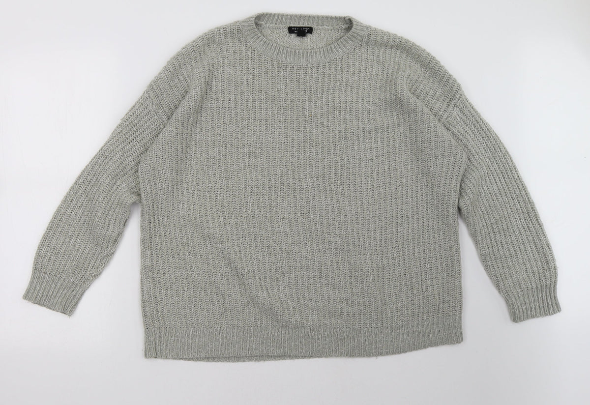 Front view of New Look women’s grey pullover sweatshirt, size L