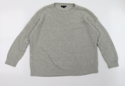 Front view of New Look women’s grey pullover sweatshirt, size L
