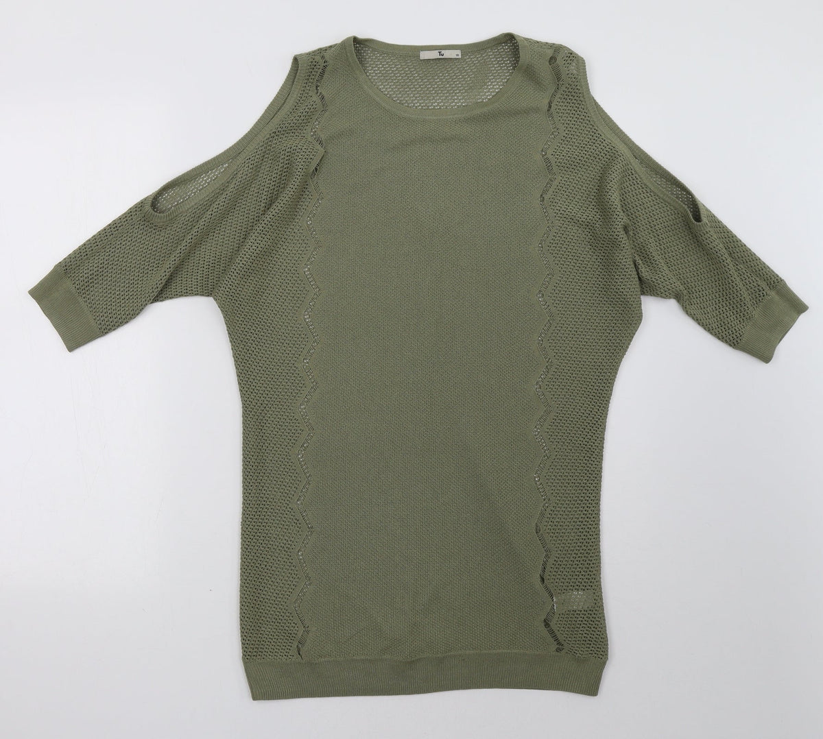 Additional front view of TU women’s green pullover sweatshirt, size UK 10