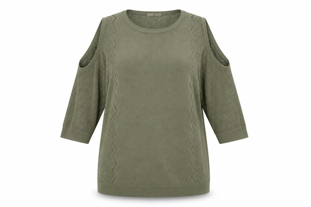 Front view of TU women’s green pullover sweatshirt, size UK 10