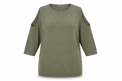 Front view of TU women’s green pullover sweatshirt, size UK 10