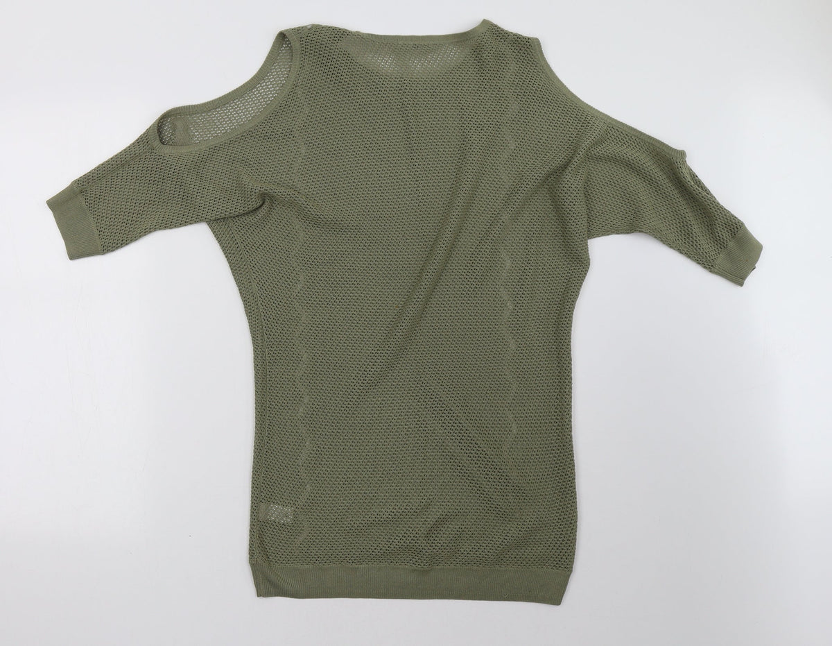 Back view of TU women’s green pullover sweatshirt, size UK 10