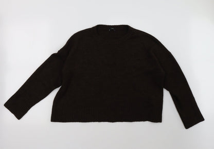 Additional front view of M&Co women’s brown pullover sweatshirt, size L