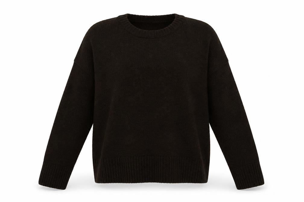 Front view of M&Co women’s brown pullover sweatshirt, size L