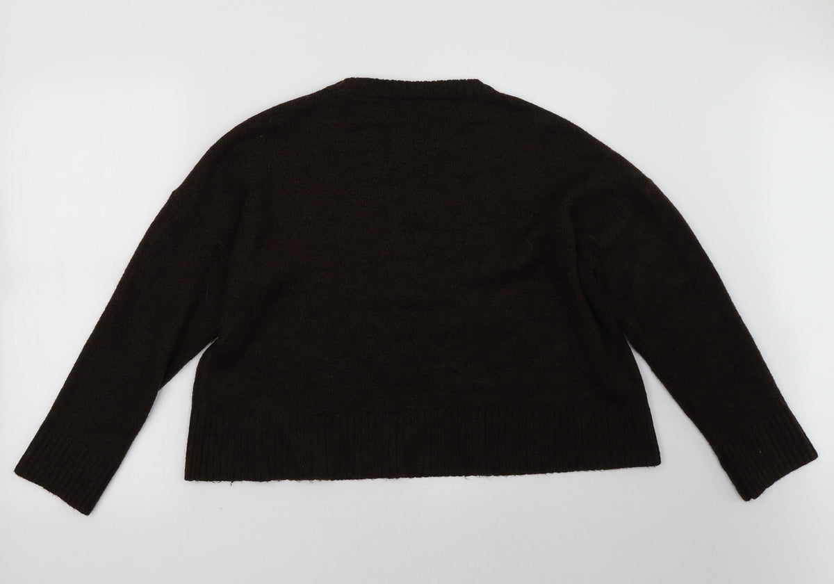 Back view of M&Co women’s brown pullover sweatshirt, size L