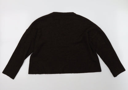 Back view of M&Co women’s brown pullover sweatshirt, size L