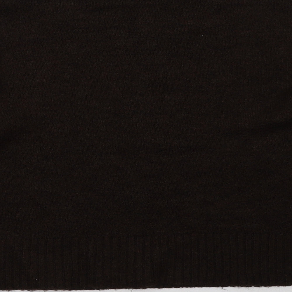 Brand and care label for M&Co women’s brown pullover sweatshirt, size L