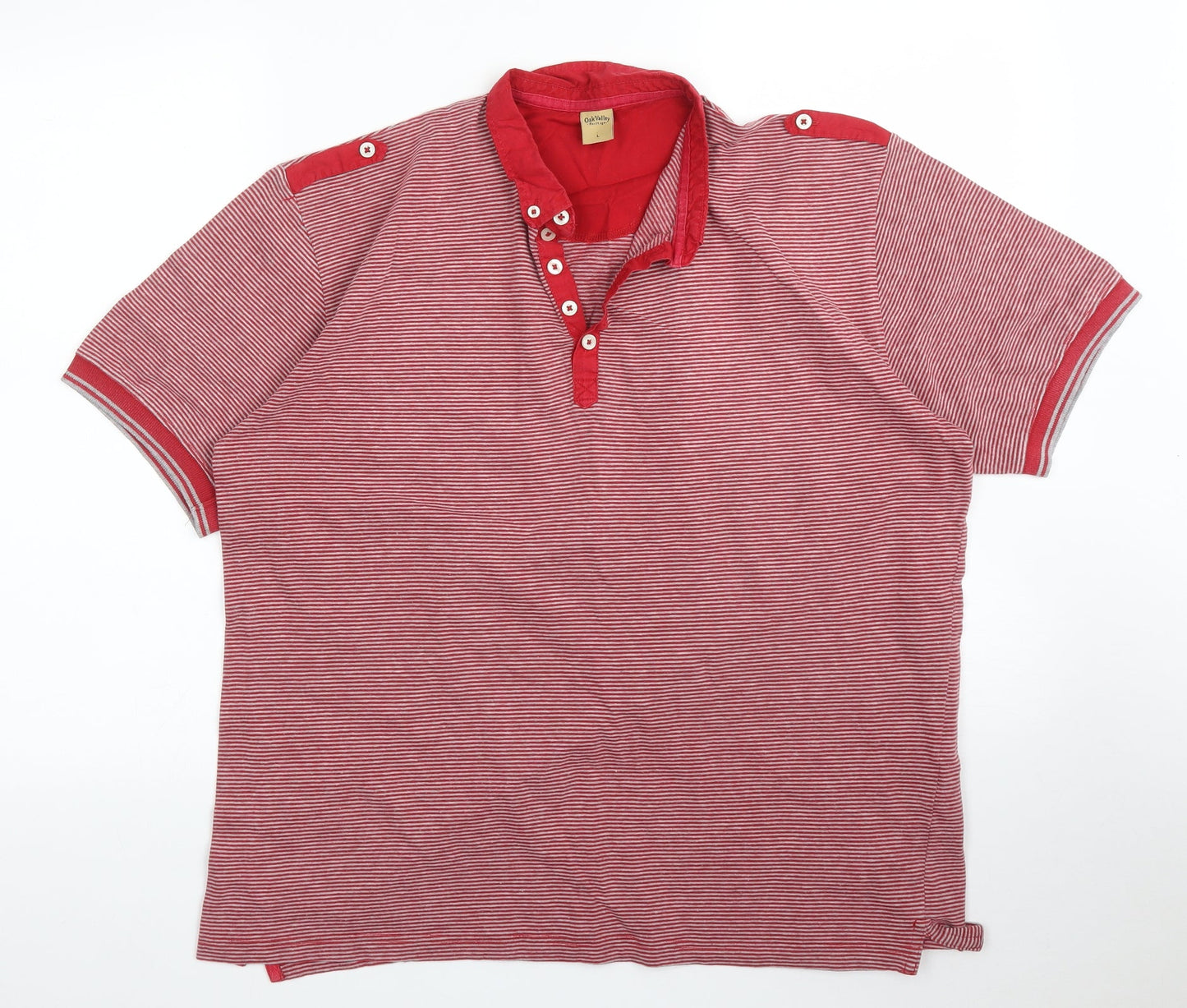 Oak Valley Mens Red Striped   Polo Size L