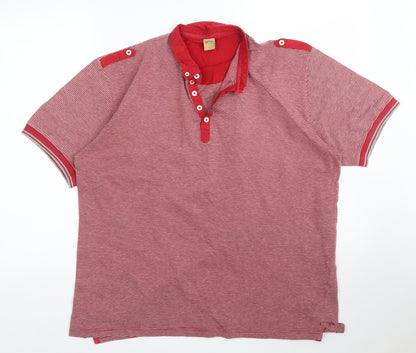 Oak Valley Mens Red Striped   Polo Size L
