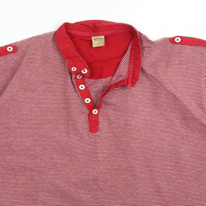 Oak Valley Mens Red Striped   Polo Size L