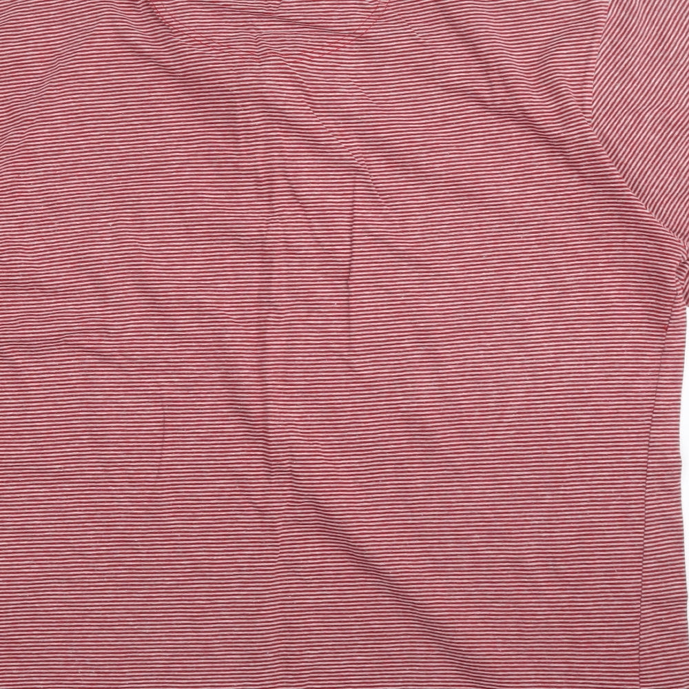 Oak Valley Mens Red Striped   Polo Size L