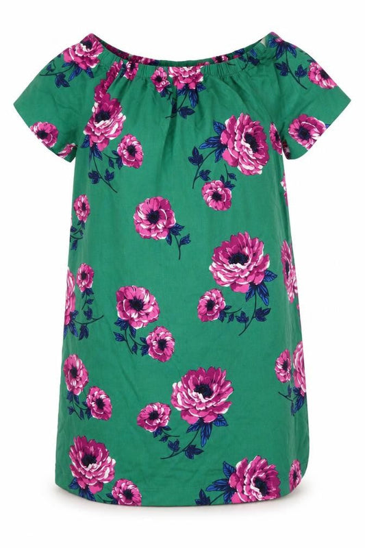 Front view of Tu women’s green floral a-line, size UK 12