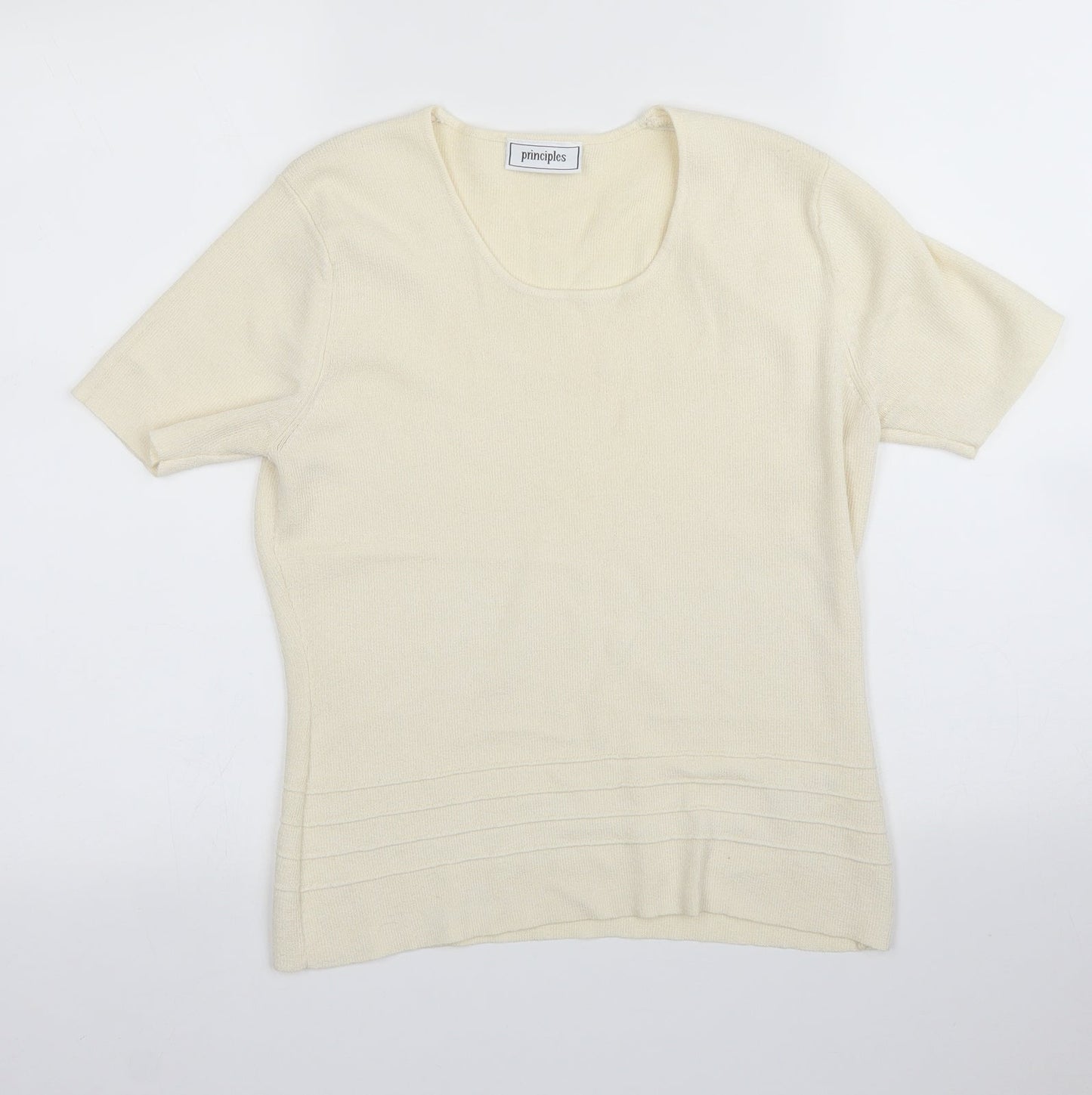 Womens UK Size 14 Principles Ivory Basic T-Shirt