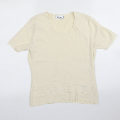 Womens UK Size 14 Principles Ivory Basic T-Shirt