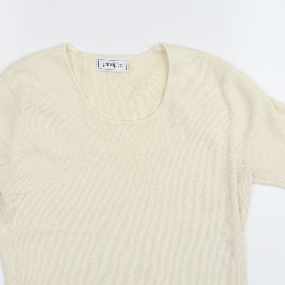 Womens UK Size 14 Principles Ivory Basic T-Shirt